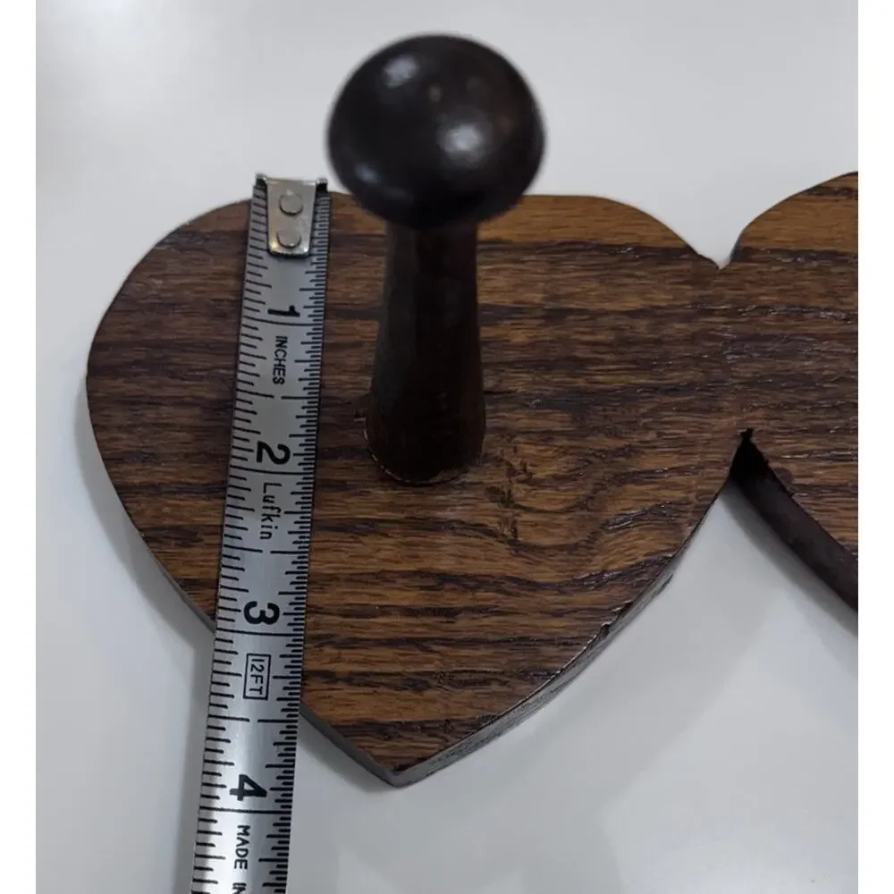 Vintage 3 Tier Wooden Heart Shape Shelf Pegs Cottagecore Grandma 12